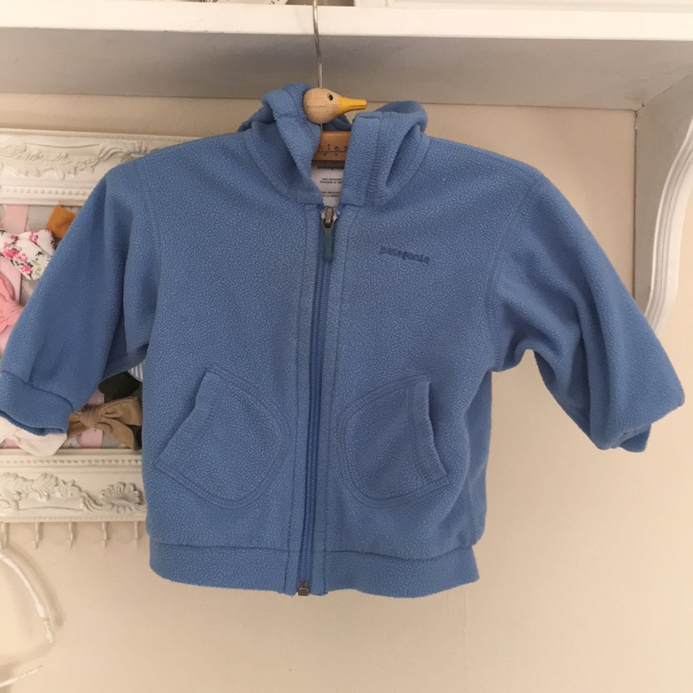 Hooded blue Patagonia zip up fleece